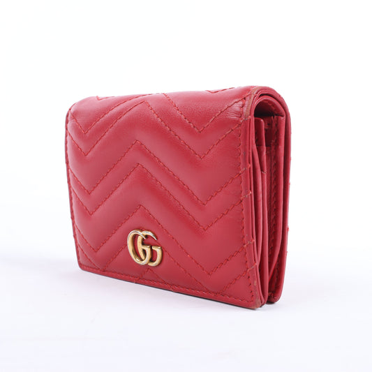 Gucci GG Marmont 466492 Kompakte Lederbrieftasche Rot