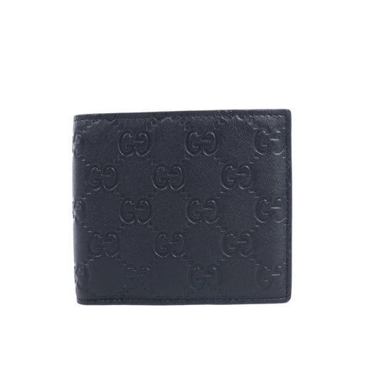 Gucci Guccissima 212185 Kompakte Geldbörse aus Leder in Schwarz