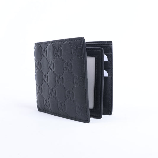 Gucci Guccissima 212185 Kompakte Geldbörse aus Leder in Schwarz
