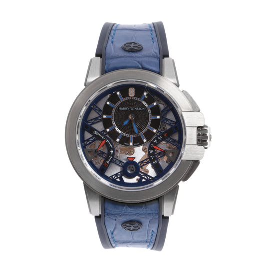 Harry Winston Project Z10 OCEABI42ZZ001 Crocodile leather x Zalium AT Skeleton Dial 42mm Watch