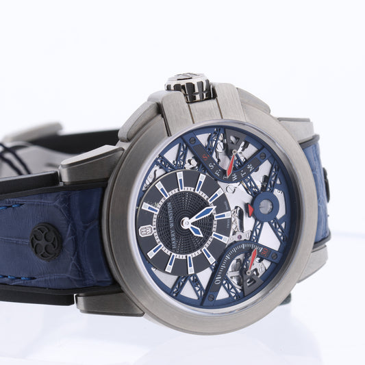 Harry Winston Project Z10 OCEABI42ZZ001 Crocodile leather x Zalium AT Skeleton Dial 42mm Watch