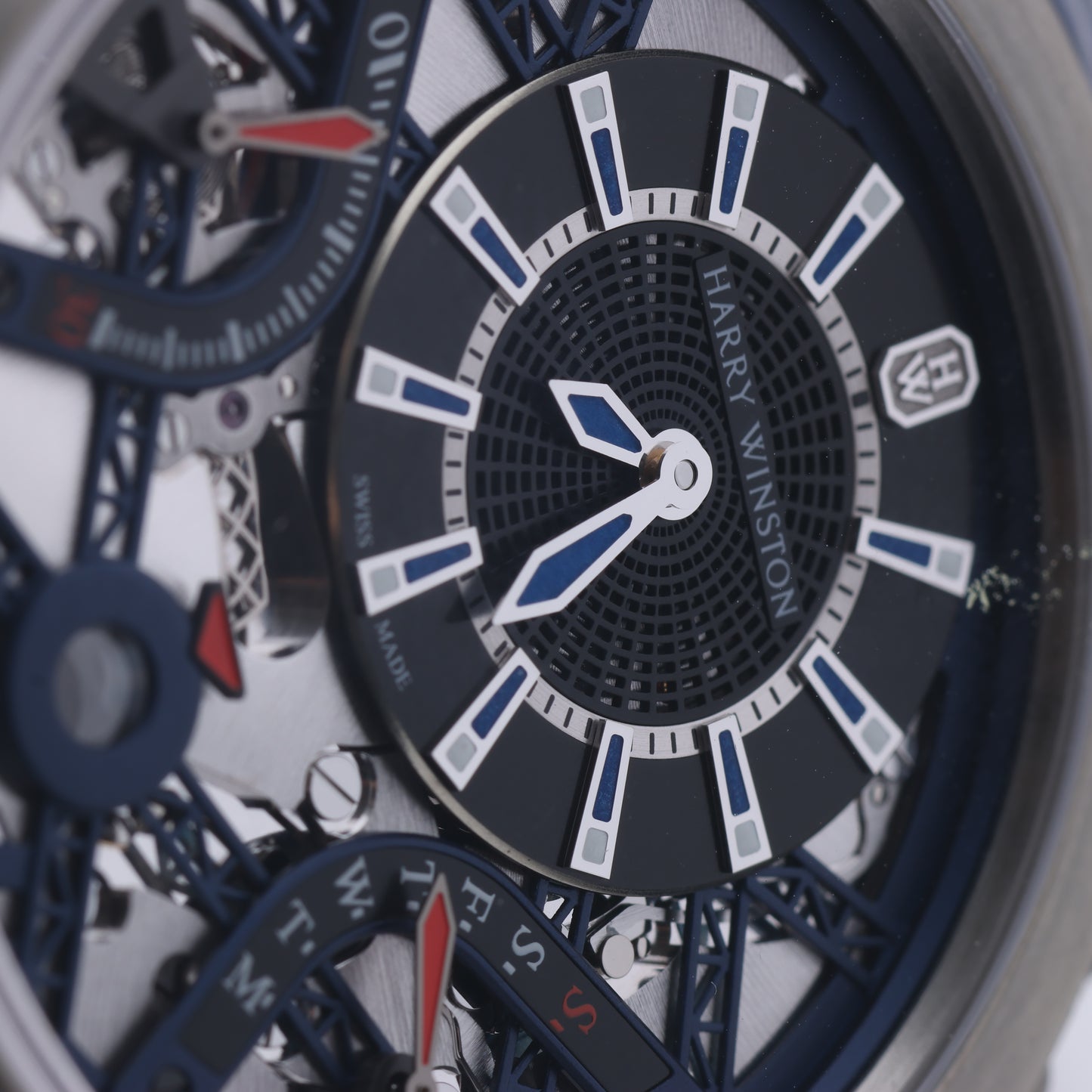 Harry Winston Project Z10 OCEABI42ZZ001 Crocodile leather x Zalium AT Skeleton Dial 42mm Watch
