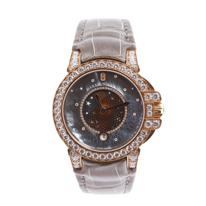Harry Winston Ocean Moon Phase OCEQMP36RR026 Krokodilleder x RG QZ MOP Zifferblatt 36mm Uhr