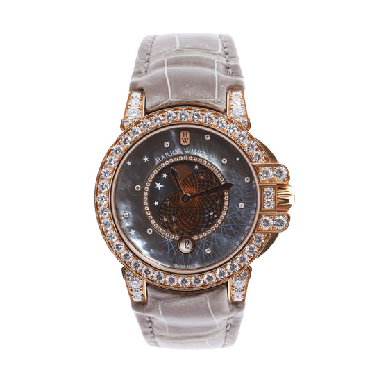 Harry Winston Ocean Moon Phase OCEQMP36RR026 Krokodilleder x RG QZ MOP Zifferblatt 36mm Uhr