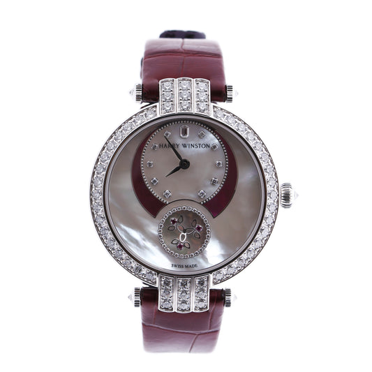 Harry Winston Premier Diamond Second PRNASS36WW001 Krokodilleder x WG AT MOP Zifferblatt 36mm Uhr