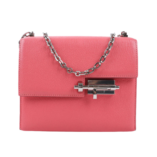 HERMES Verrou Chain Mini Chèvre Mysore Rose Ete Sac à Bandoulière Argenté Ferrures En Métal C: 2018