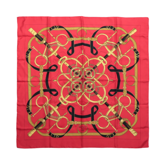 Hermès Carré 90 „Eperon d'or“ Seidentaschentuch in Rot