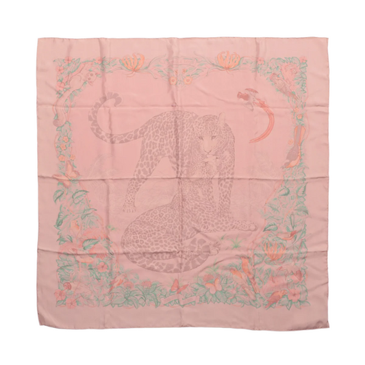 Hermès Carré 90 "JUNGLE LOVE" 100% Silk Scarf in Pink