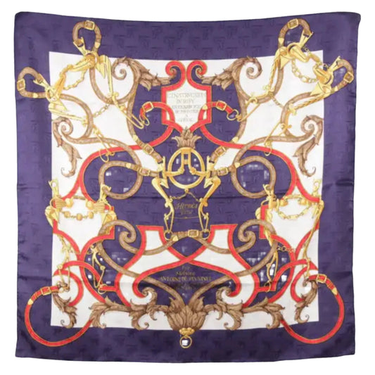 Hermès Carré 90 " L'INSTRVCTION DV ROY" Seidentaschentuch in Marineblau