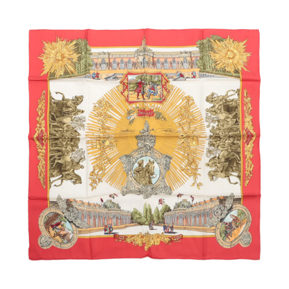 Hermès Carré 90 "SANSSOUCY" 100% Silk Scarf in Red