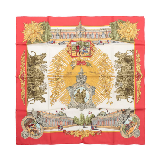 Hermès Carré 90 "SANSSOUCY" 100% Silk Scarf in Red