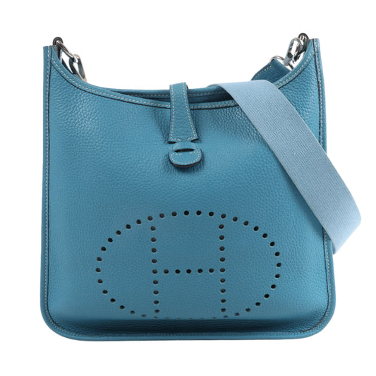 Hermès Evelyne 1 29 PM Taurillon Clémence Bleu Jean Garnitures en métal argenté □H: 2004