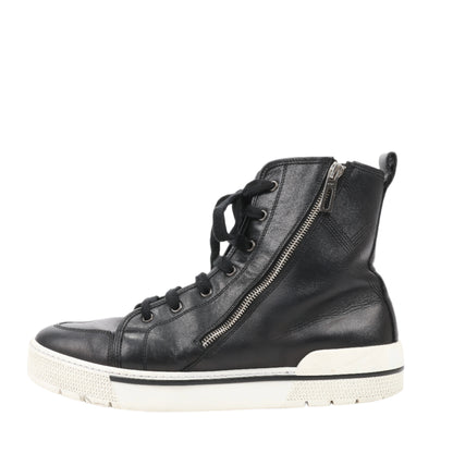 Hermès – High-Top-Sneakers aus Leder mit seitlichem Reißverschluss in Schwarz, Größe 42 EU 182355ZH