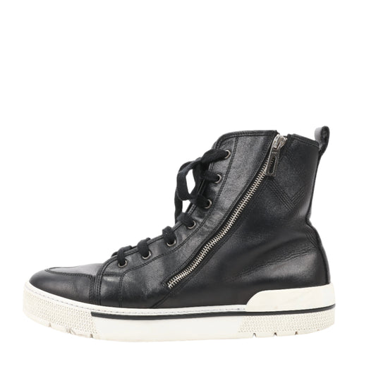 Hermès – High-Top-Sneakers aus Leder mit seitlichem Reißverschluss in Schwarz, Größe 42 EU 182355ZH