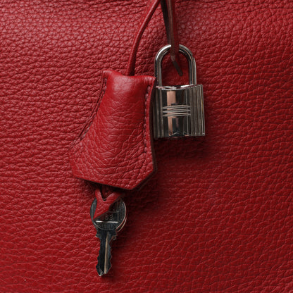 HERMES Birkin 35 Taurillon Clemence Rouge Garance Silberne Metallbeschläge □M: 2009