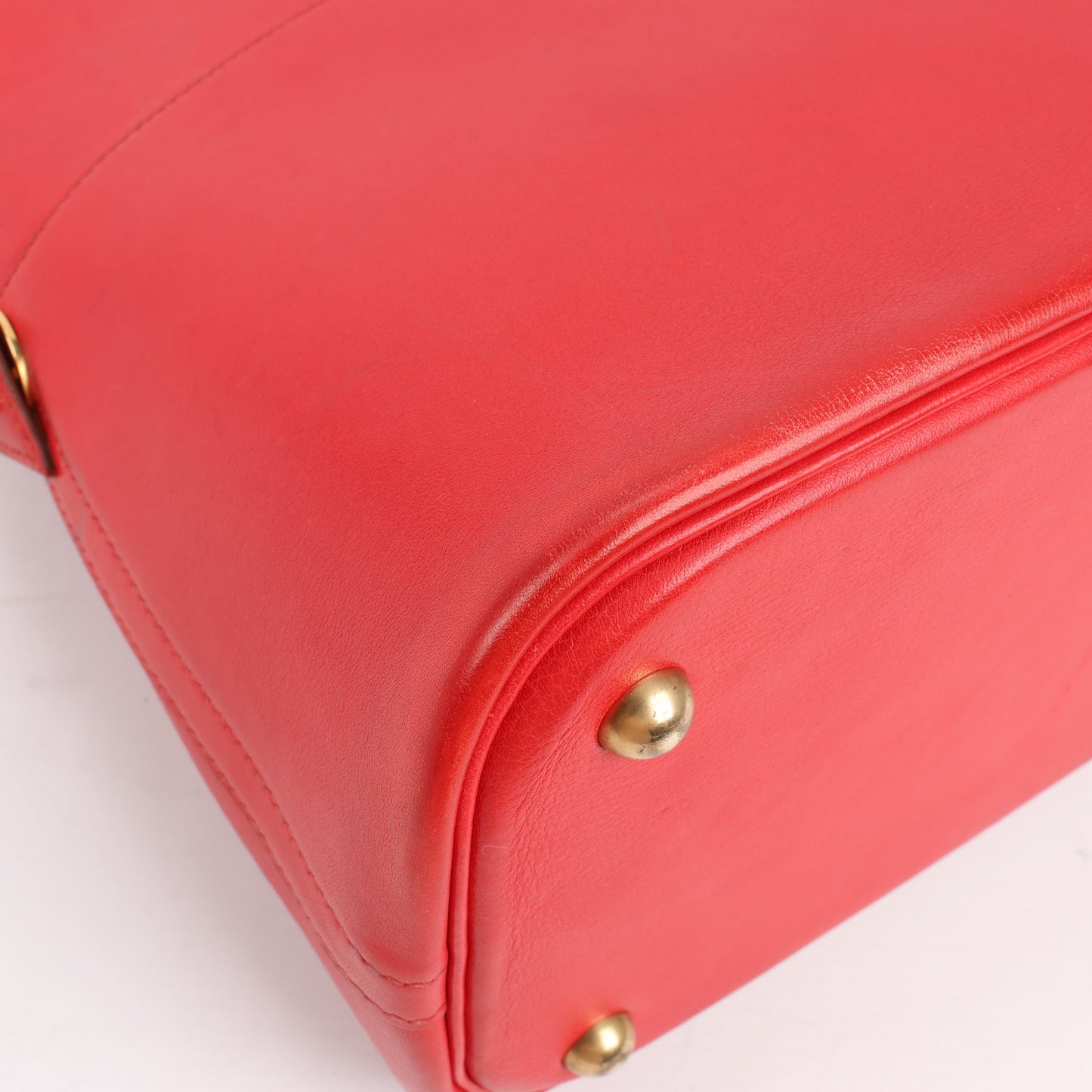 HERMES Bolide 35 Box Leder in Rouge Vif Gold Metallbeschläge ○W:1993