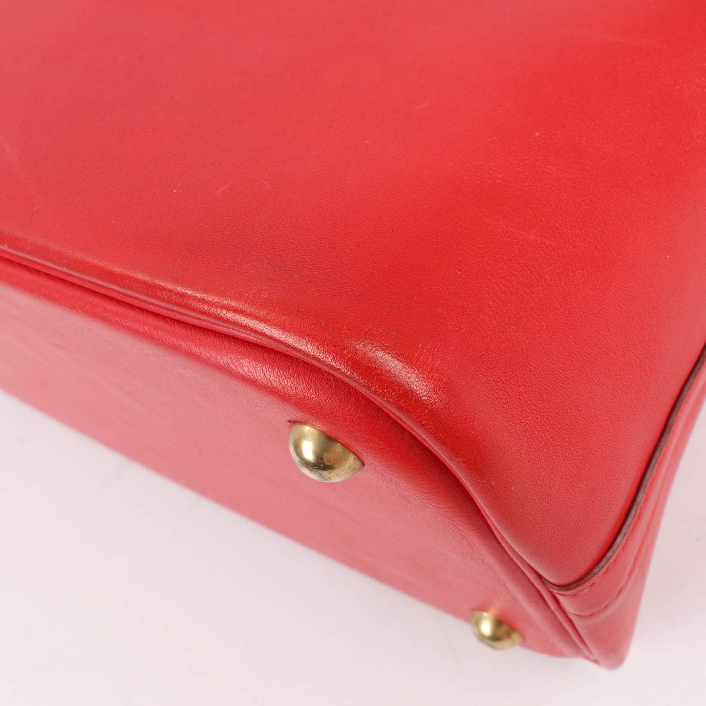 HERMES Bolide 35 Box Leder in Rouge Vif Gold Metallbeschläge ○W:1993