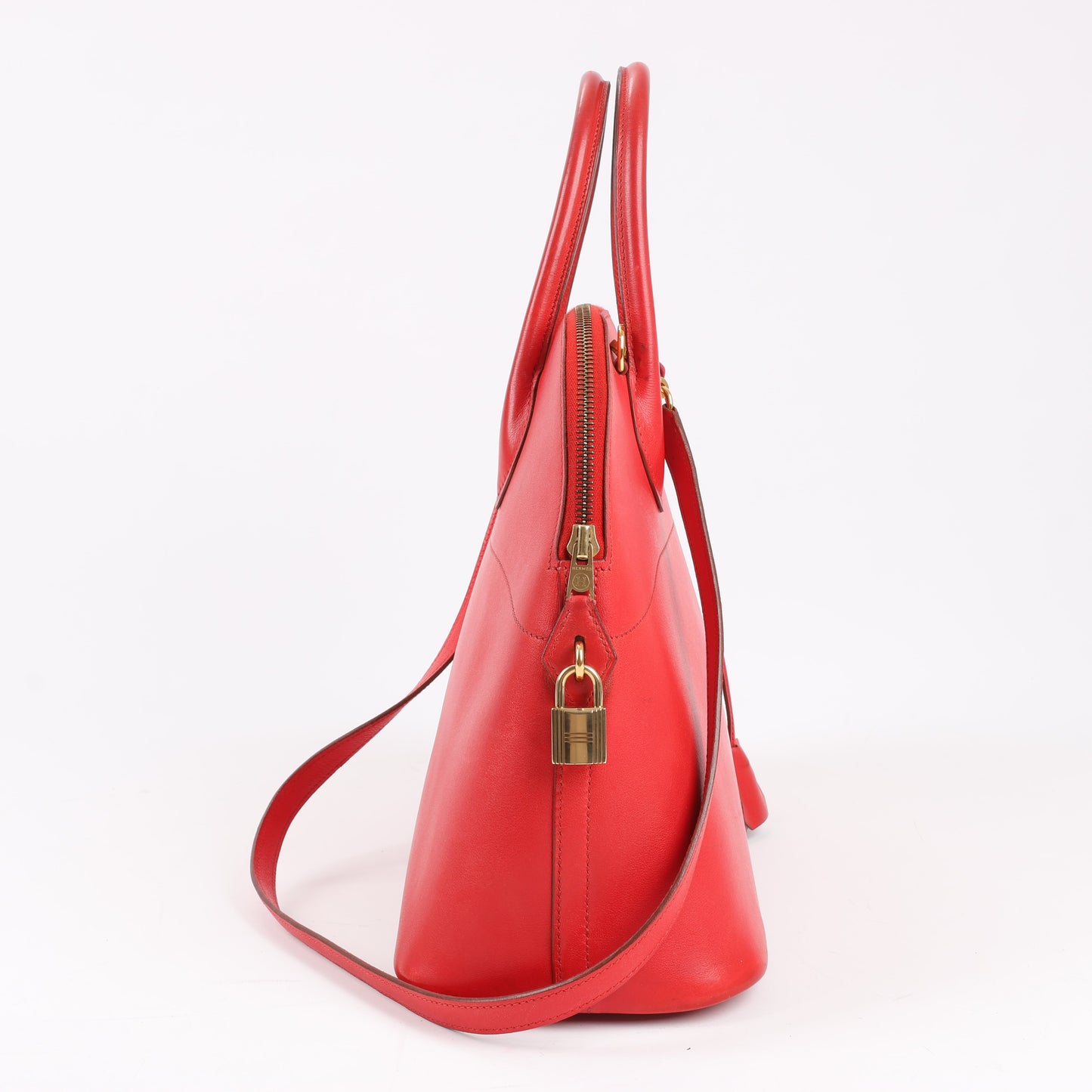 HERMES Bolide 35 Box Leder in Rouge Vif Gold Metallbeschläge ○W:1993