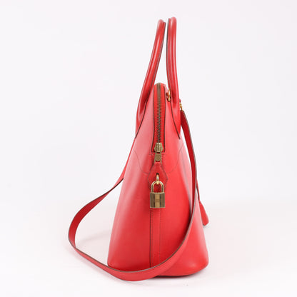 HERMES Bolide 35 Box Leder in Rouge Vif Gold Metallbeschläge ○W:1993