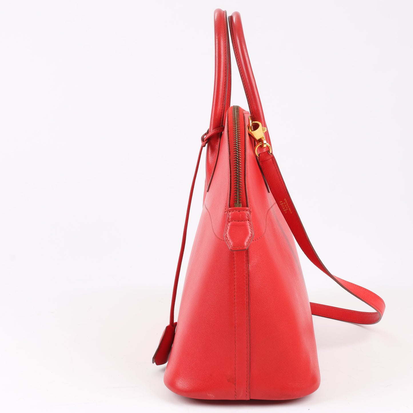 HERMES Bolide 35 Box Leder in Rouge Vif Gold Metallbeschläge ○W:1993