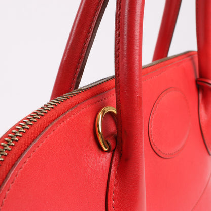 HERMES Bolide 35 Box Leder in Rouge Vif Gold Metallbeschläge ○W:1993