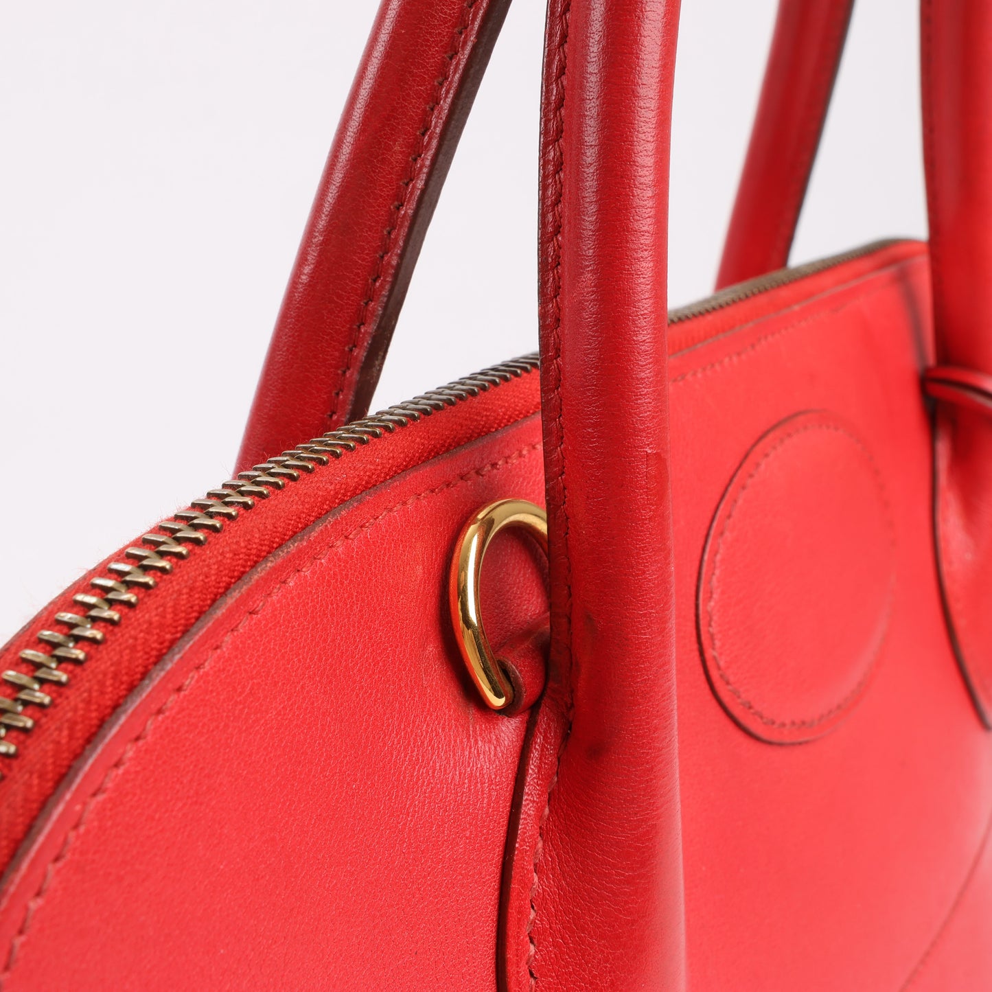 HERMES Bolide 35 Box Leder in Rouge Vif Gold Metallbeschläge ○W:1993