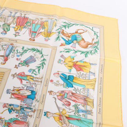 Hermès Carré 90 "COSTUMES CIVILS ACTUELS" 100% Silk Scarf in Beige