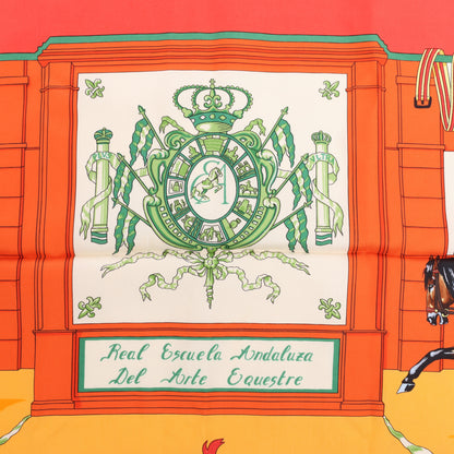 Hermès Carré  90 "Real Escuela Andaluza del Arte" 100% Silk Scarf in Red