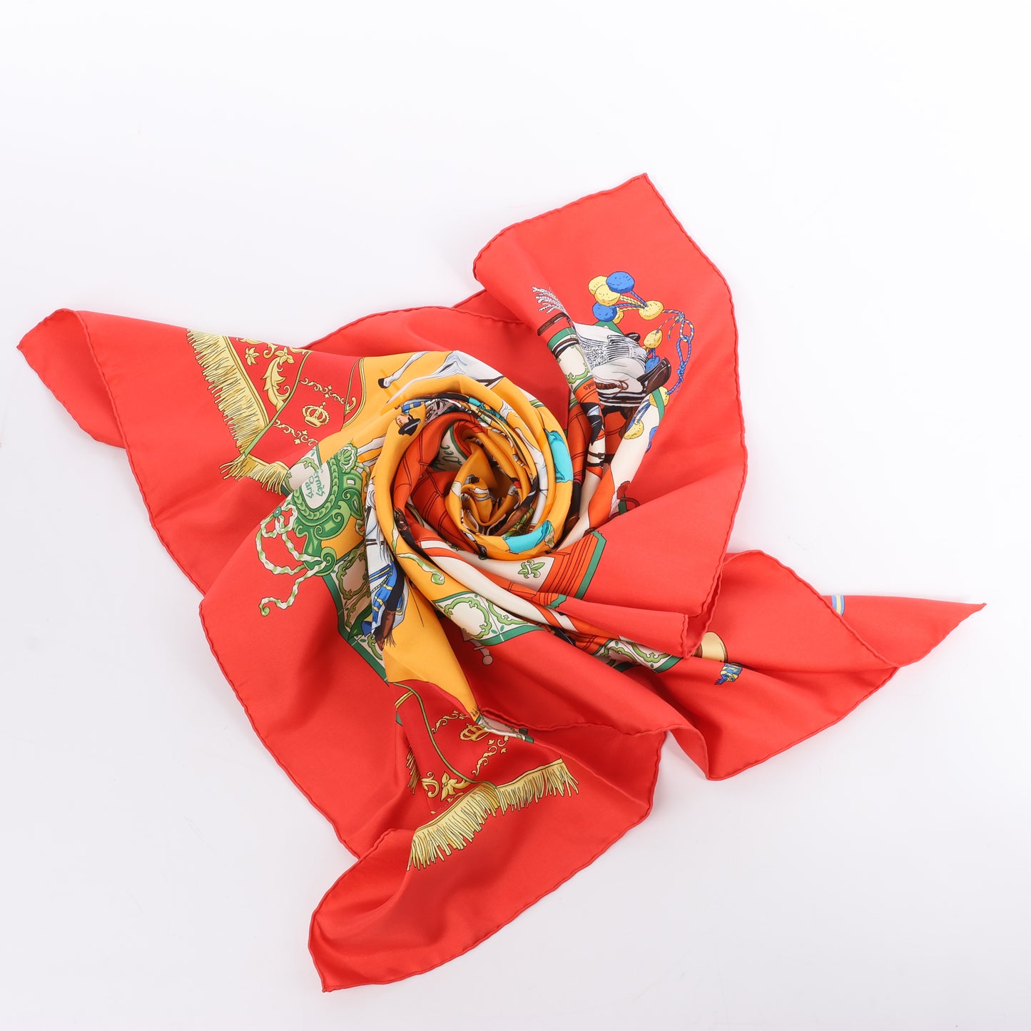Hermès Carré  90 "Real Escuela Andaluza del Arte" 100% Silk Scarf in Red