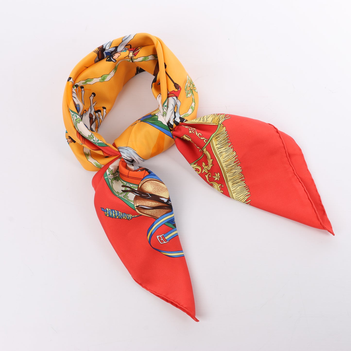 Hermès Carré  90 "Real Escuela Andaluza del Arte" 100% Silk Scarf in Red