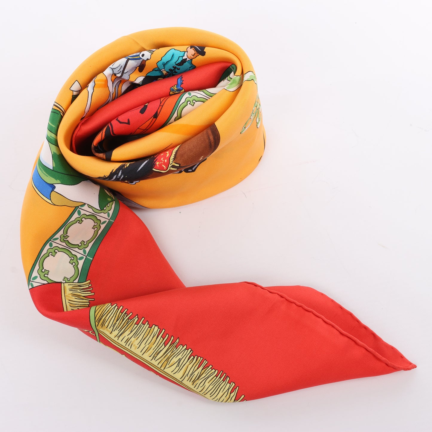 Hermès Carré  90 "Real Escuela Andaluza del Arte" 100% Silk Scarf in Red