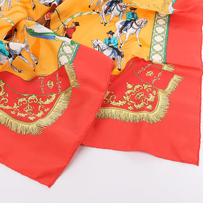 Hermès Carré  90 "Real Escuela Andaluza del Arte" 100% Silk Scarf in Red