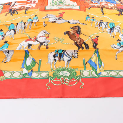 Hermès Carré  90 "Real Escuela Andaluza del Arte" 100% Silk Scarf in Red