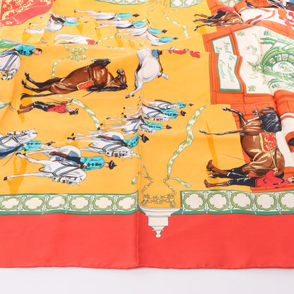 Hermès Carré  90 "Real Escuela Andaluza del Arte" 100% Silk Scarf in Red