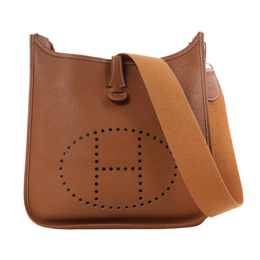 HERMES  Evelyne 1 29 PM Taurillon Clemence Gold Silver Metal Fittings Shoulder Bag □J: 2006
