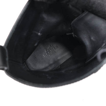 Bottines Hermès Funk en cuir avec garnitures métalliques Kelly, noires, pointure 38,5 EU