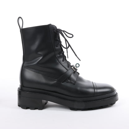 Bottines Hermès Funk en cuir avec garnitures métalliques Kelly, noires, pointure 38,5 EU