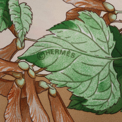 Hermès Carré  90 "AU COEUR DES BOIS" 100% Silk Scarf in Brown