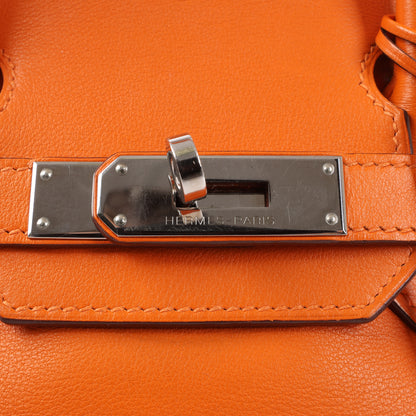 HERMES Birkin 30 Veau Swift Orange Silber Metallbeschläge Handtasche □J: 2006