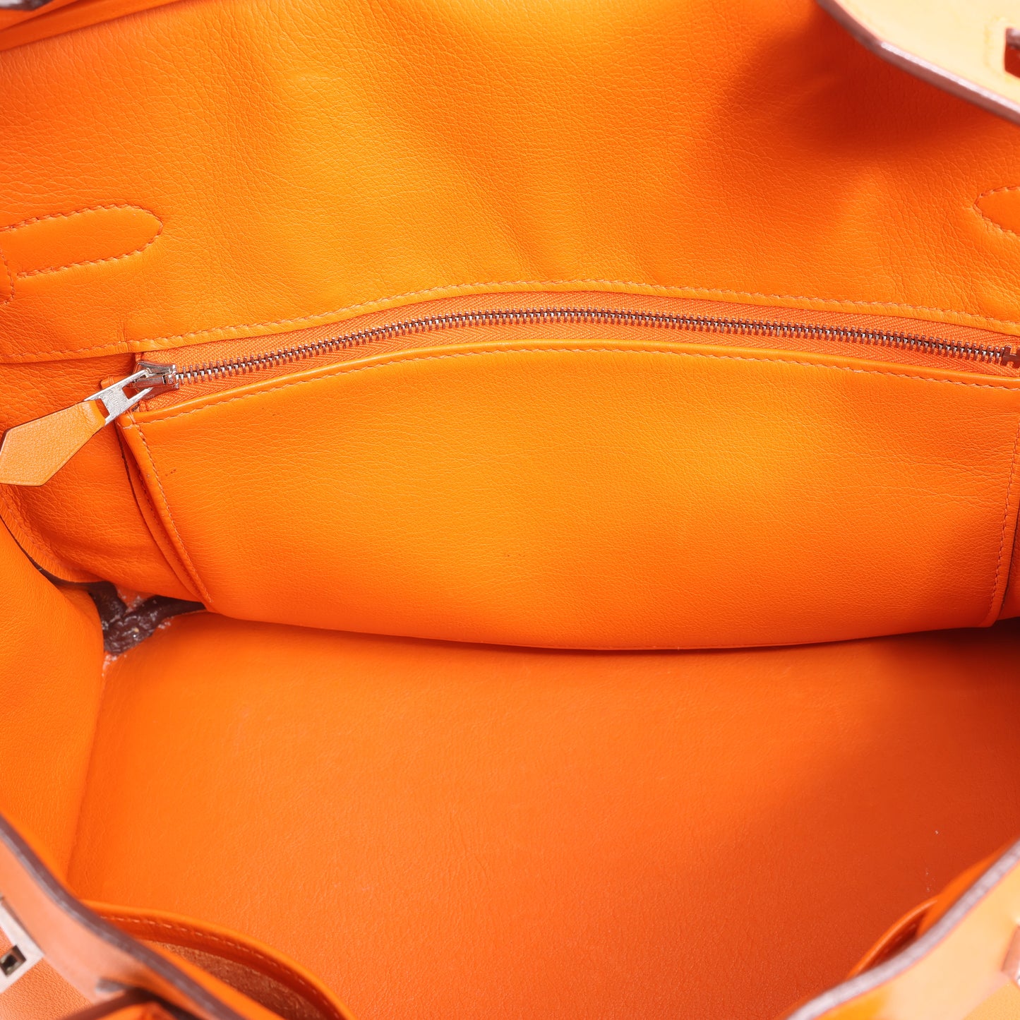 HERMES Birkin 30 Veau Swift Orange Silber Metallbeschläge Handtasche □J: 2006