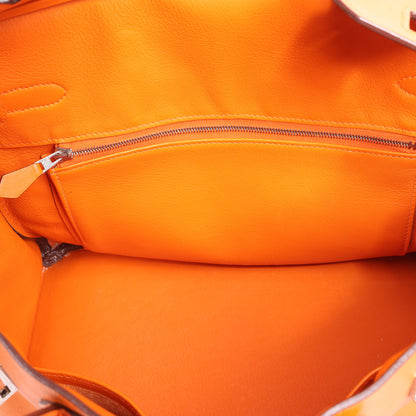 HERMES Birkin 30 Veau Swift Orange Silber Metallbeschläge Handtasche □J: 2006