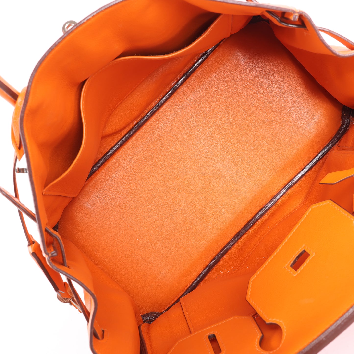 HERMES Birkin 30 Veau Swift Orange Silber Metallbeschläge Handtasche □J: 2006