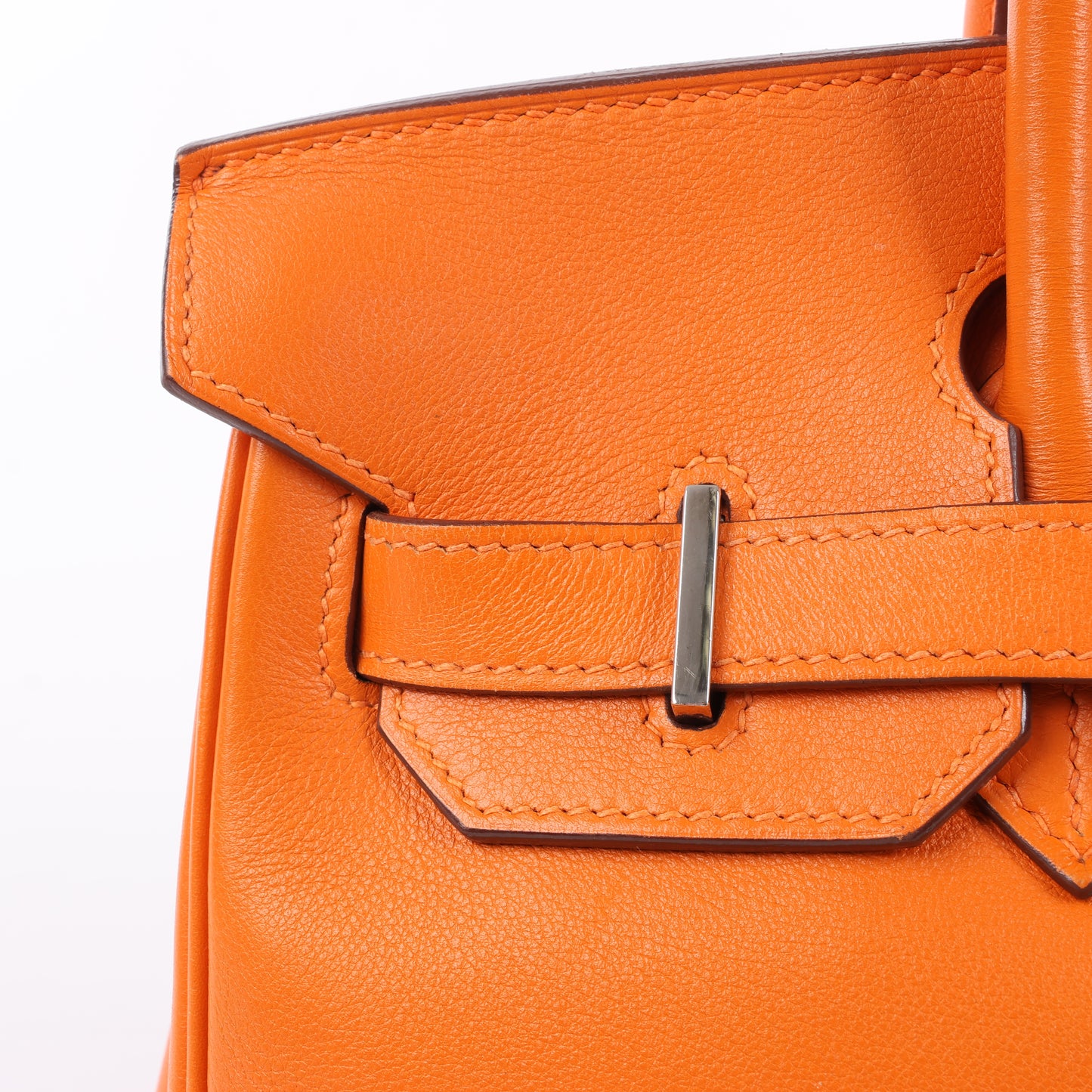 HERMES Birkin 30 Veau Swift Orange Silber Metallbeschläge Handtasche □J: 2006