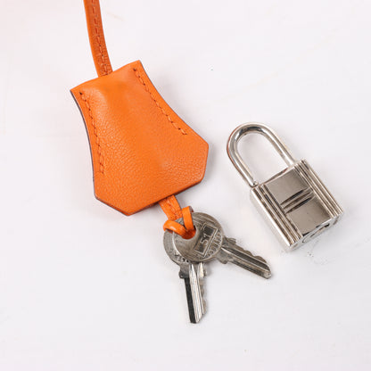 HERMES Birkin 30 Veau Swift Orange Silber Metallbeschläge Handtasche □J: 2006