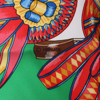 Hermès Carré 90 "Les Rubans du Cheval" 100% Silk Scarf in Green