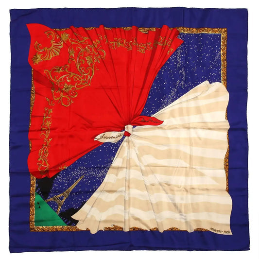 Hermès Carré 90 "Souvenirs de Paris" 100% Silk Scarf in Blue