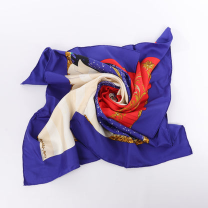 Hermès Carré 90 "Souvenirs de Paris" 100% Silk Scarf in Blue