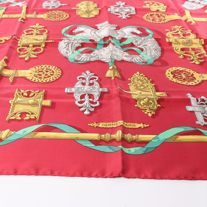Hermès Carré 90 "Ferronnerie" 100% Silk Scarf in Red