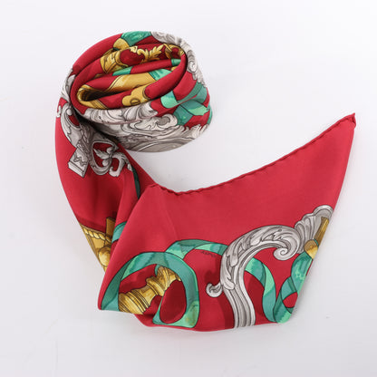 Hermès Carré 90 "Ferronnerie" 100% Silk Scarf in Red