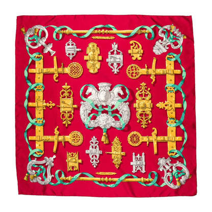 Hermès Carré 90 „Ferronnerie“ Schal aus 100 % Seide in Rot